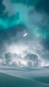 Aurora Light Desert iPhone Wallpaper