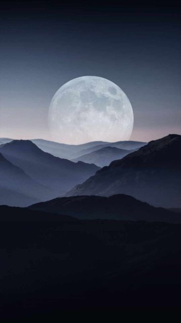 Big Moon and Mountains iPhone Wallpaper