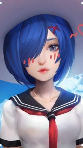 Blue Hair girl Anime iPhone Wallpaper