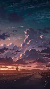Cloudy Sky Farms Anime World iPhone Wallpaper