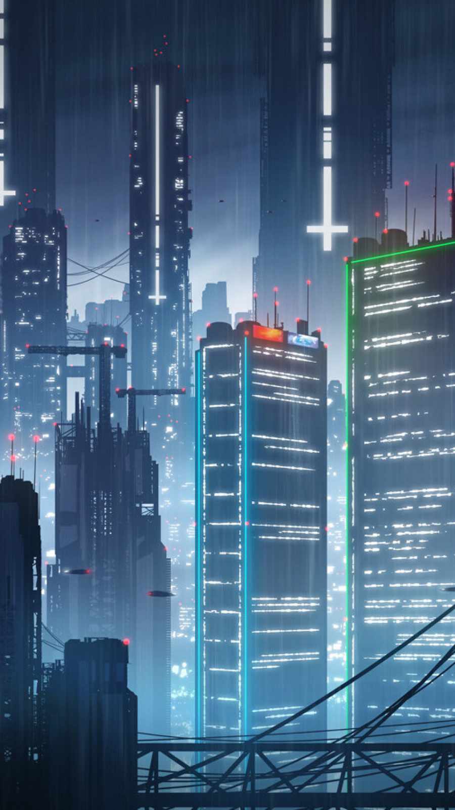 Cyber City Night iPhone Wallpaper