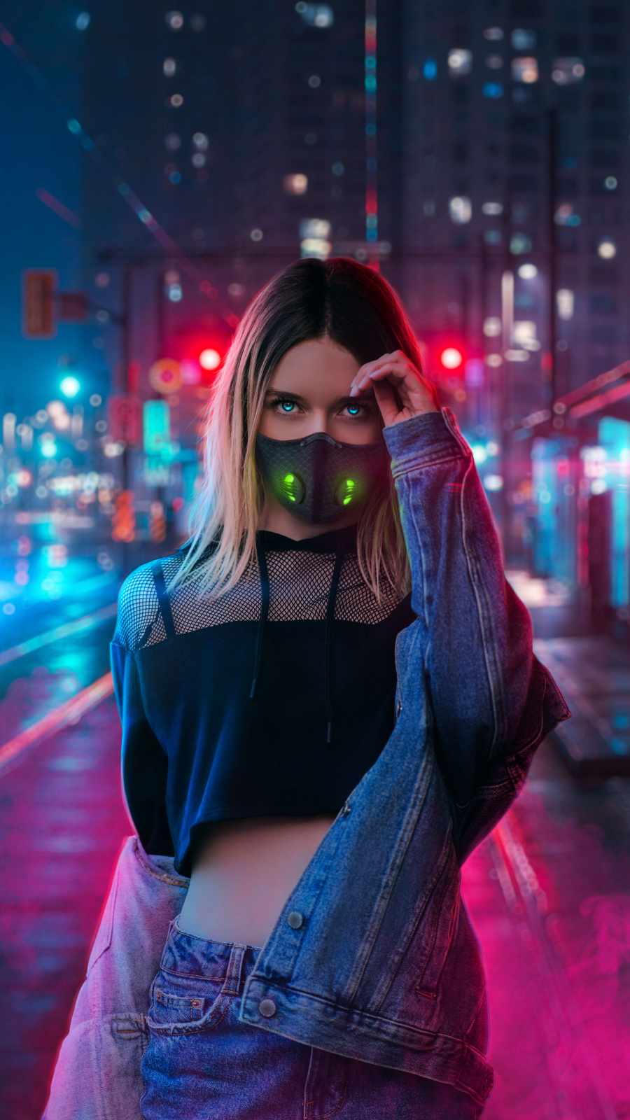 Cyborg Girl Masked iPhone Wallpaper