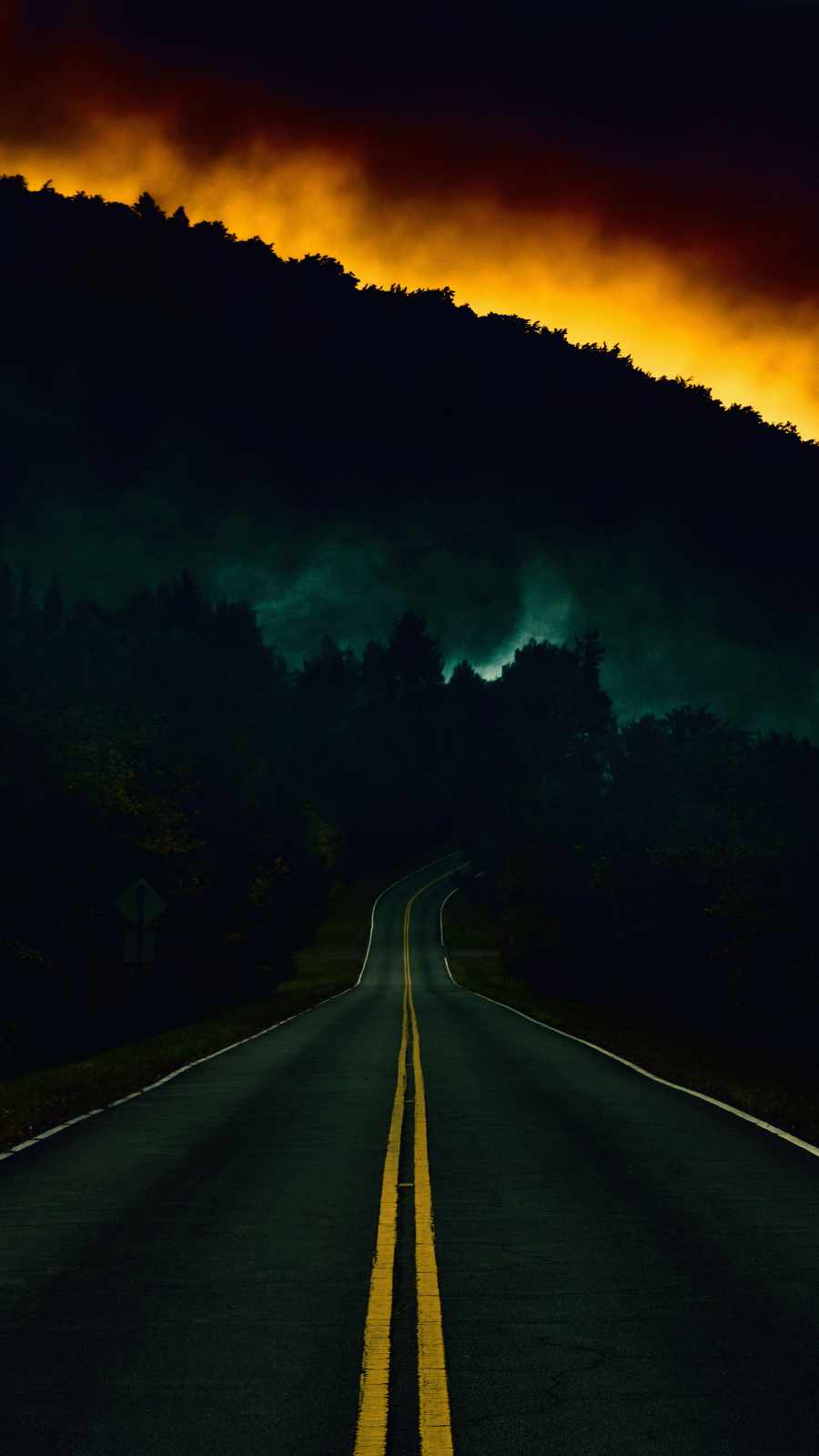 Forest Fire Road iPhone Wallpaper
