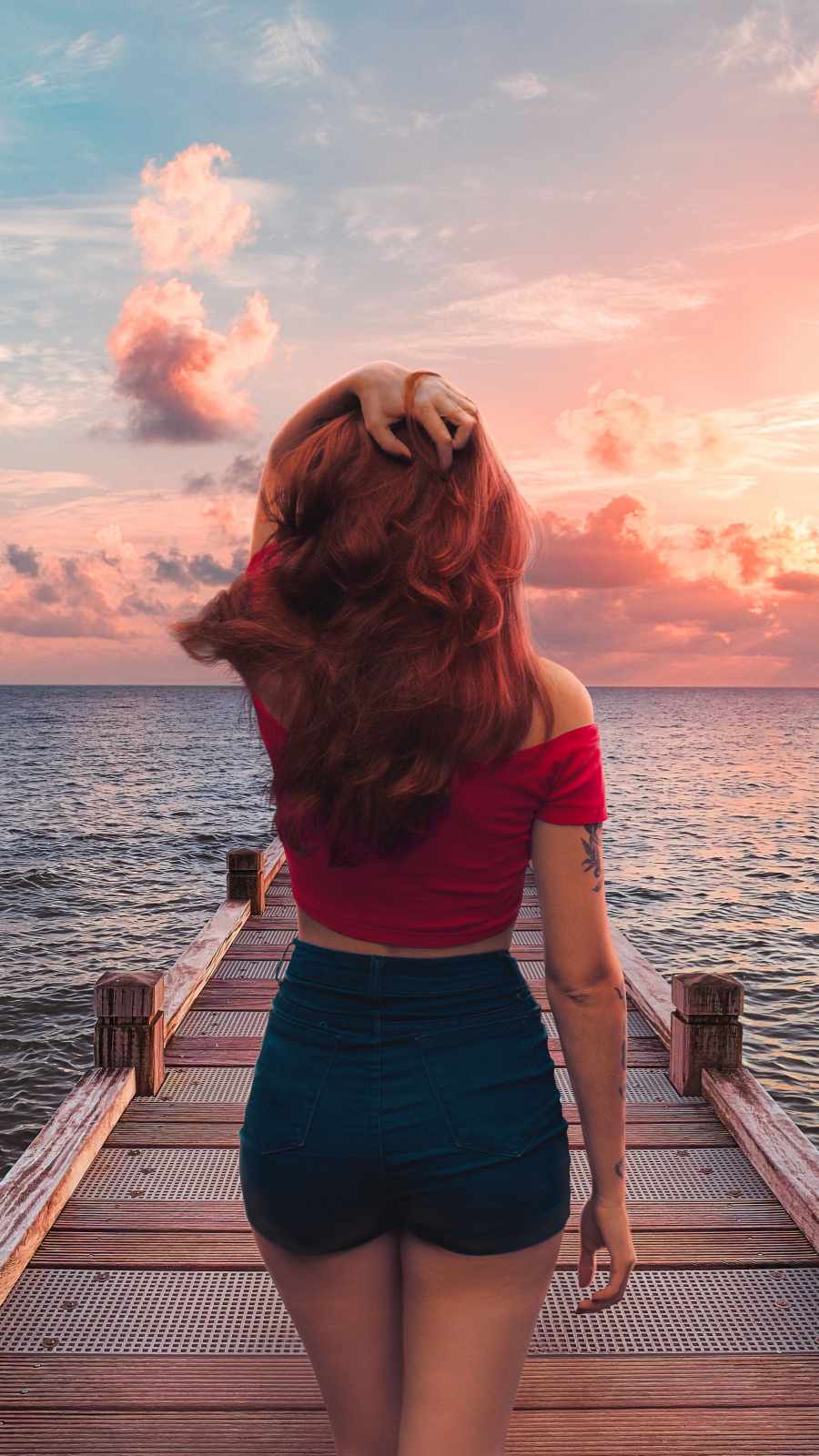 Girl and Ocean iPhone Wallpaper