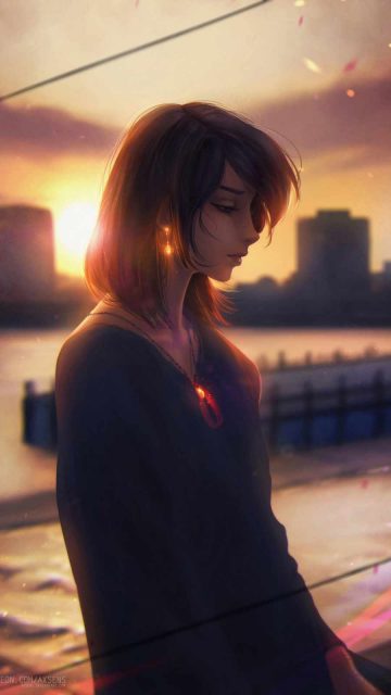 Girl in Sadness iPhone Wallpaper