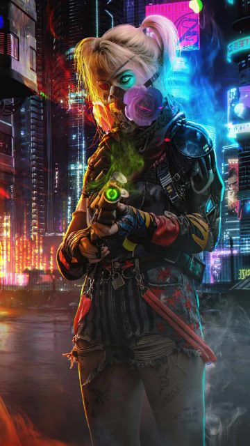 Harley Quinn x Cyberpunk iPhone Wallpaper