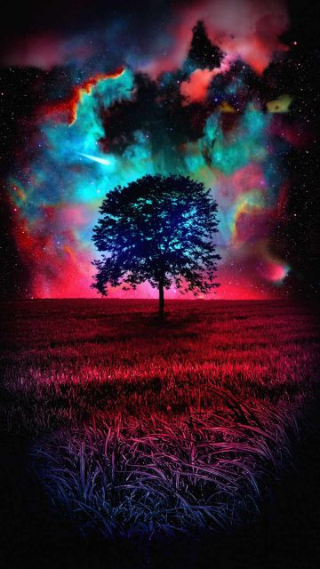 Nebula Tree iPhone Wallpaper