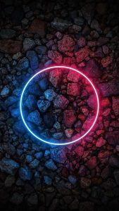 Neon Circle amd Stones iPhone Wallpaper