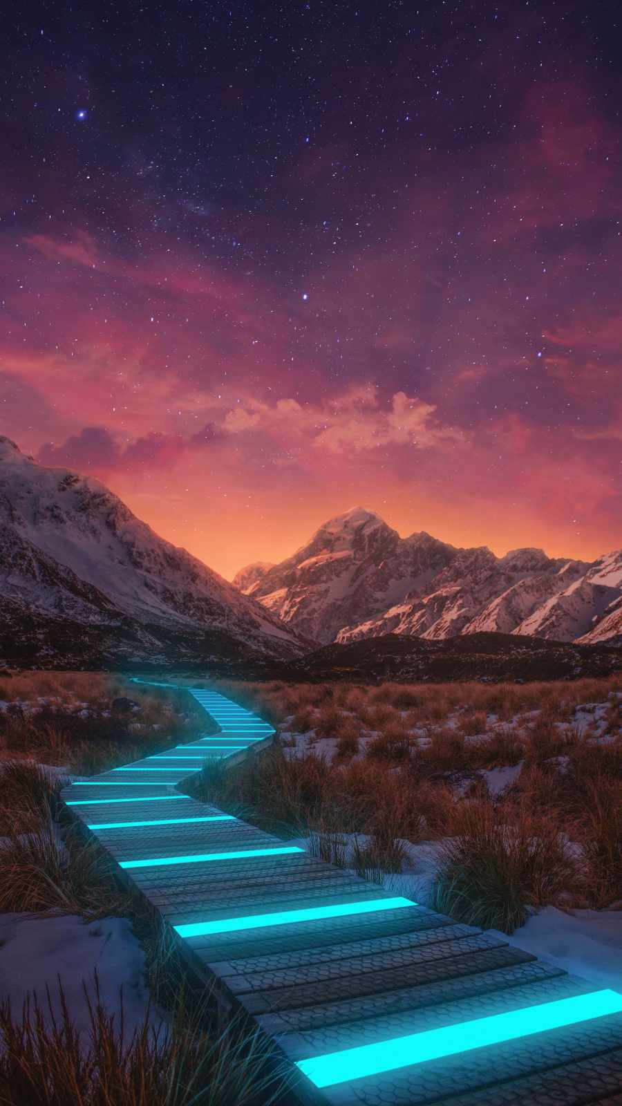 Neon Ramp to the Mountains iPhone Wallpaper