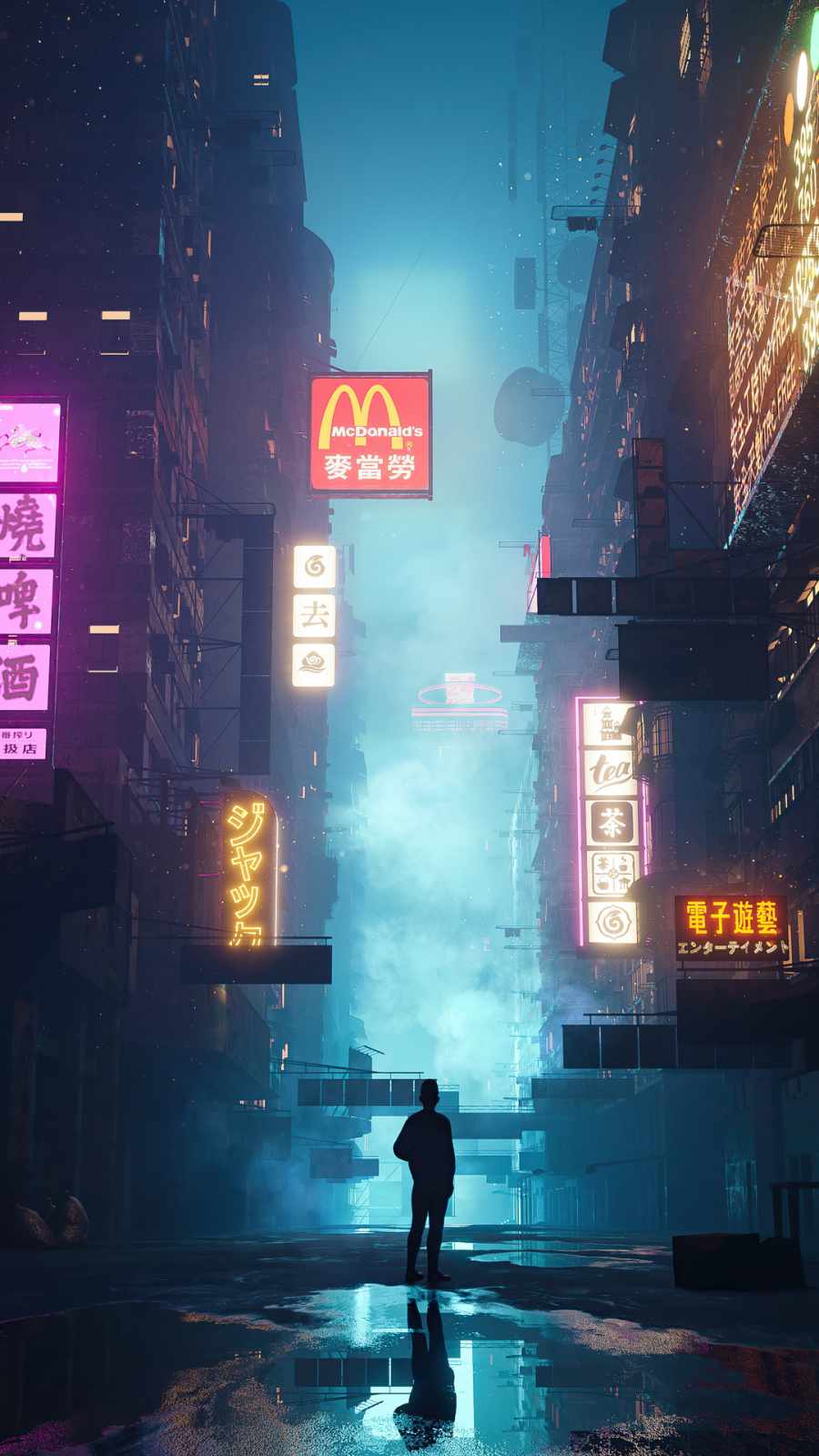 Neon Slums iPhone Wallpaper