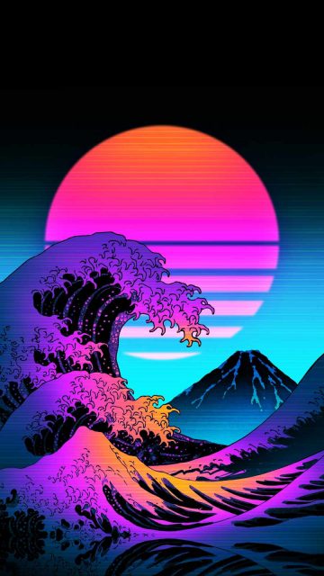 Retro Waves iPhone Wallpaper