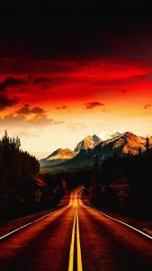 Sunset Sky Road iPhone Wallpaper