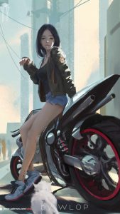 Urban Biker Girl iPhone Wallpaper Urban Biker Girl iPhone Wallpaper