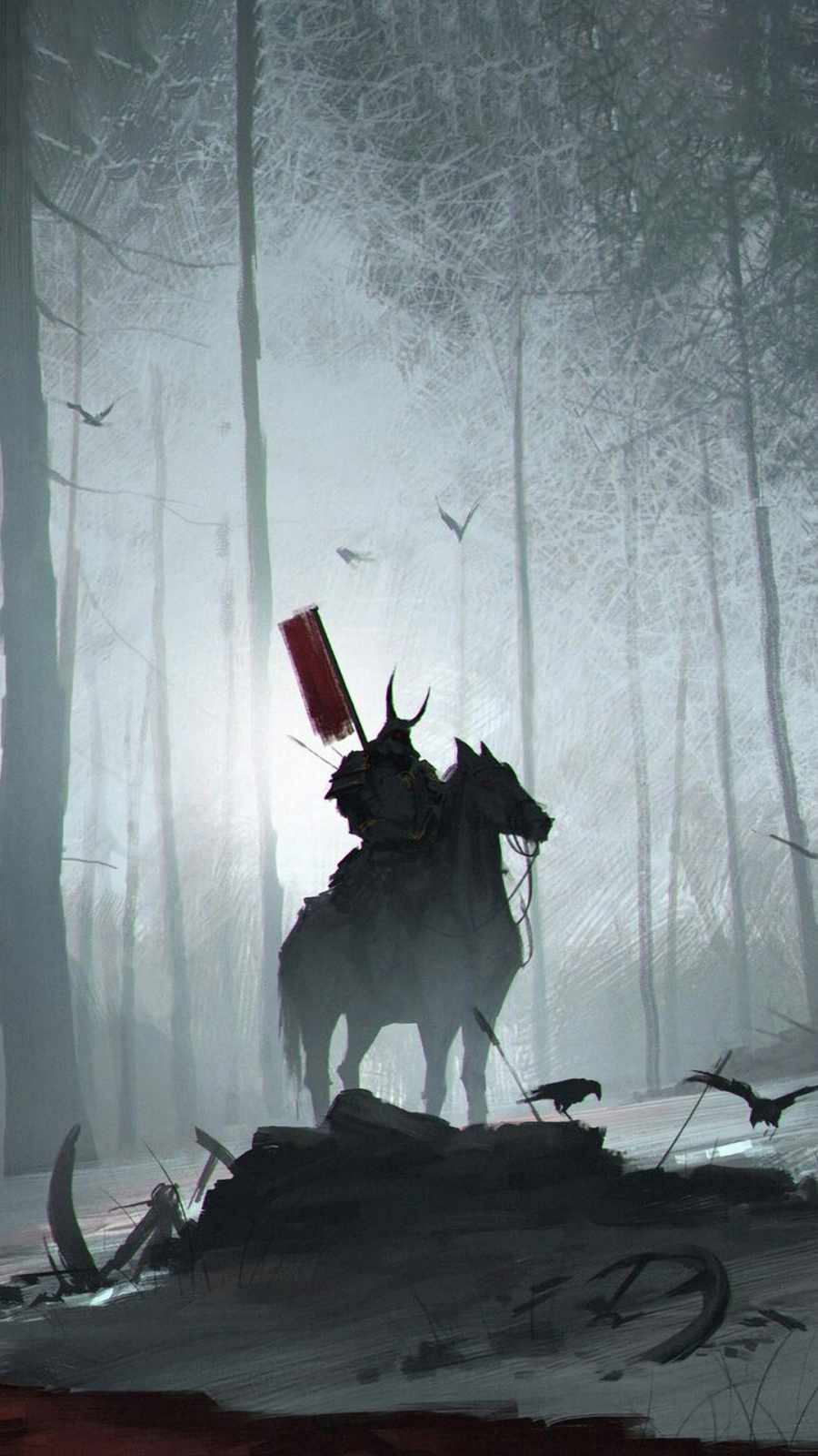 rider in the woods iPhone Wallpaper