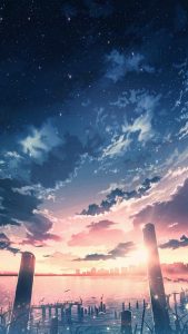 Anime Sea Shore iPhone Wallpaper