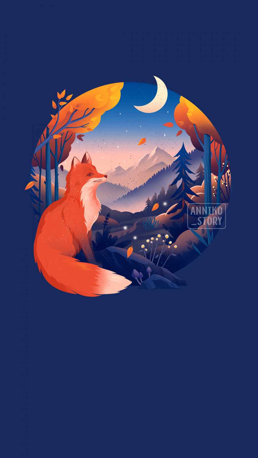 Autumn Fox Magic Forest iPhone 13 Wallpaper