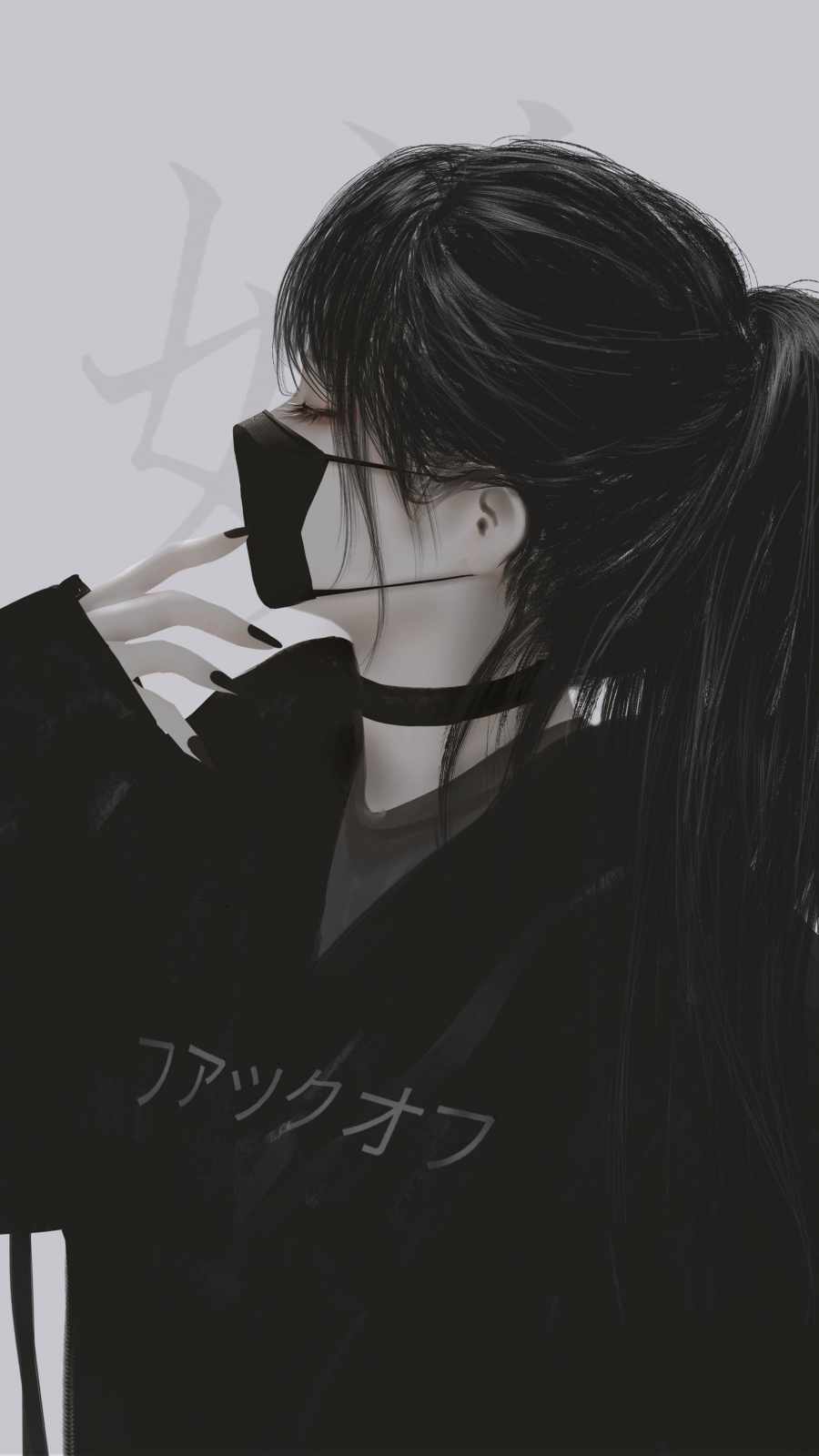 Black Mask Girl iPhone 13 Wallpaper