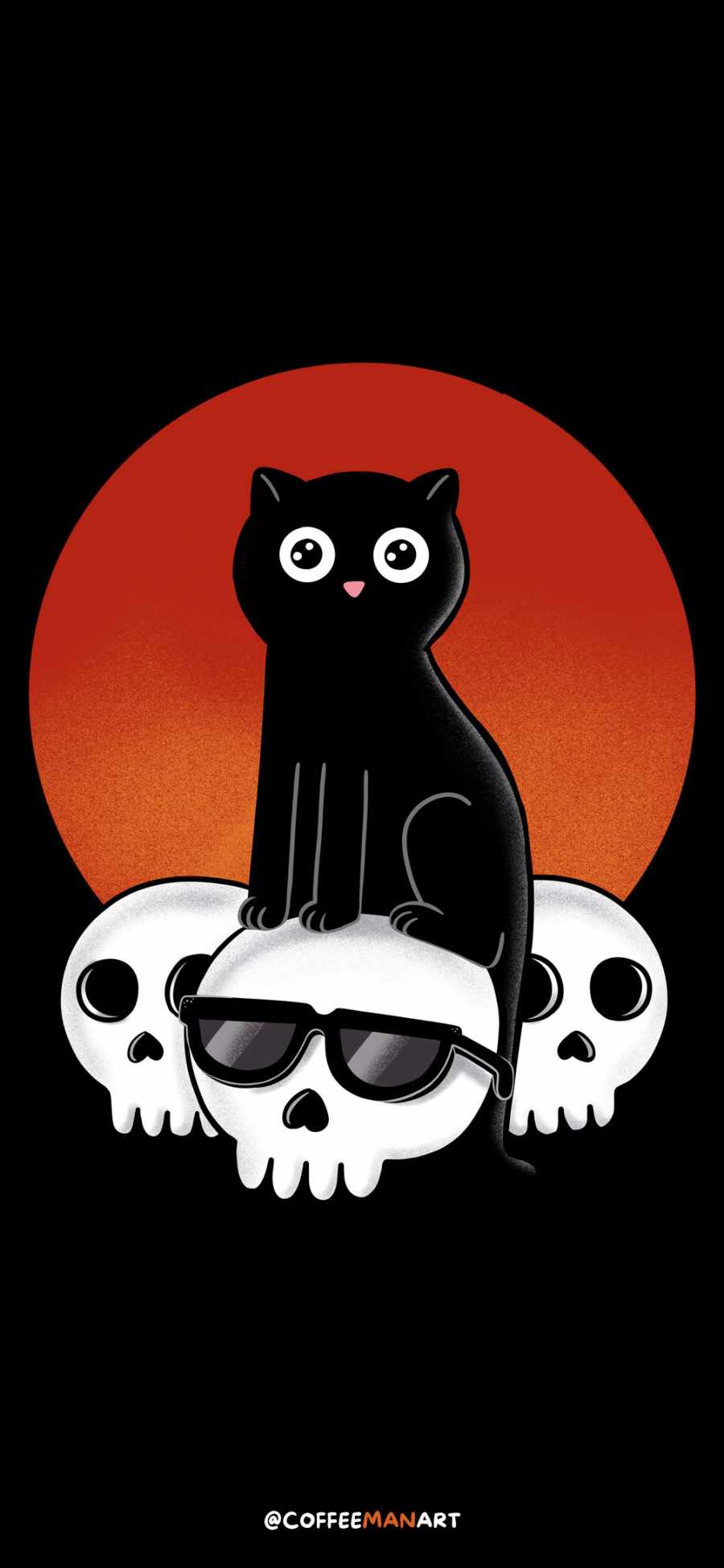 Cat and Skulls Halloween iPhone 13 Wallpaper