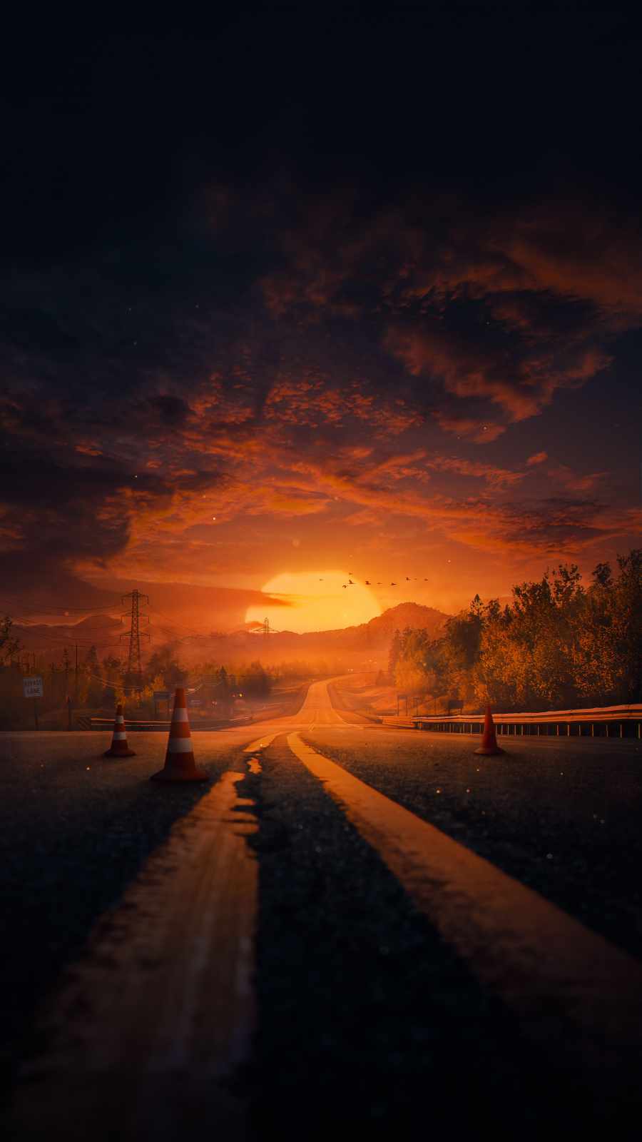 Long Road and Sundown iPhone Wallpaper