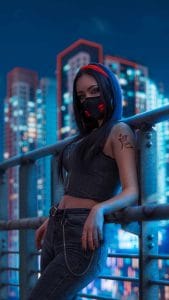 Masked Girl in Night iPhone Wallpaper