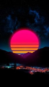 Retrowave Mon 4K iPhone Wallpaper