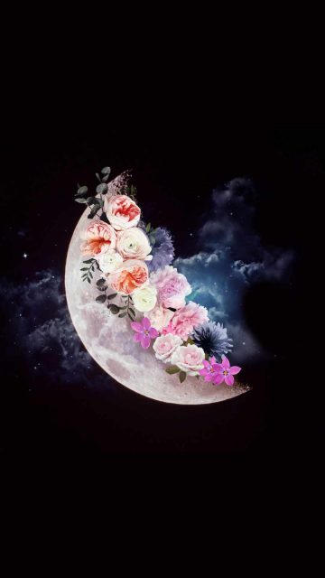Spring Floral Moon iPhone Wallpaper