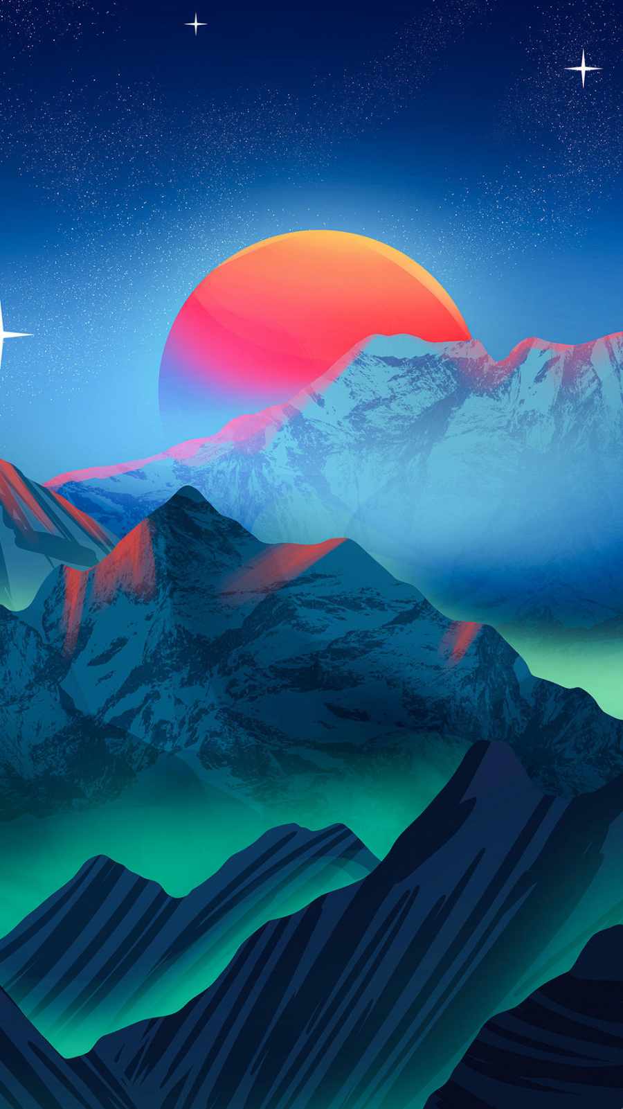 Sun Rise and Mountains iPhone Wallpaper
