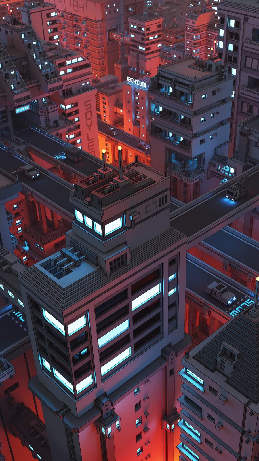 Urban Night Houses iPhone Wallpaper