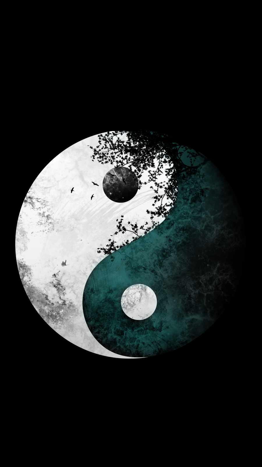 Yin Yang Moon iPhone Wallpaper