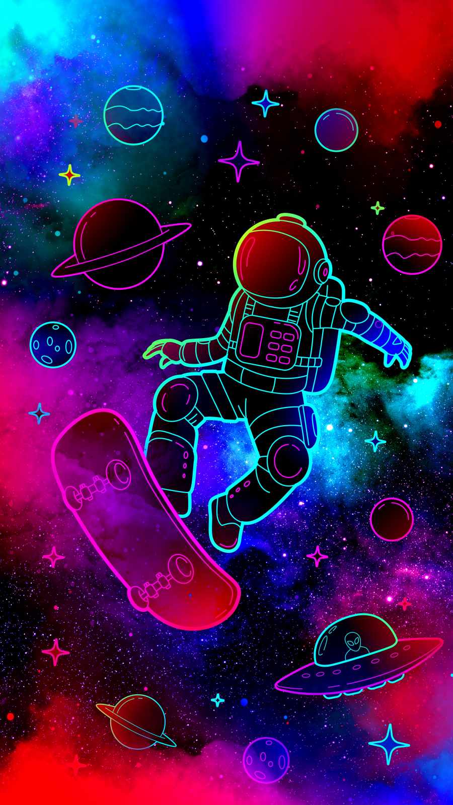 Astronaut And Aliens 4K IPhone