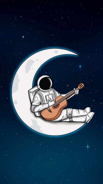 Astronaut and Guitar iPhone Wallpaper