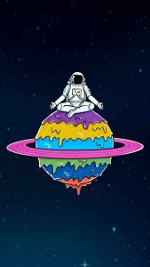 Astronaut and melted planet iPhone 13 Wallpaper