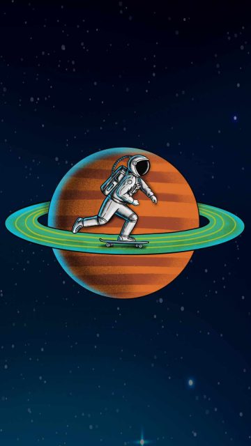 Astronaut and skateboard iPhone 13 Wallpaper