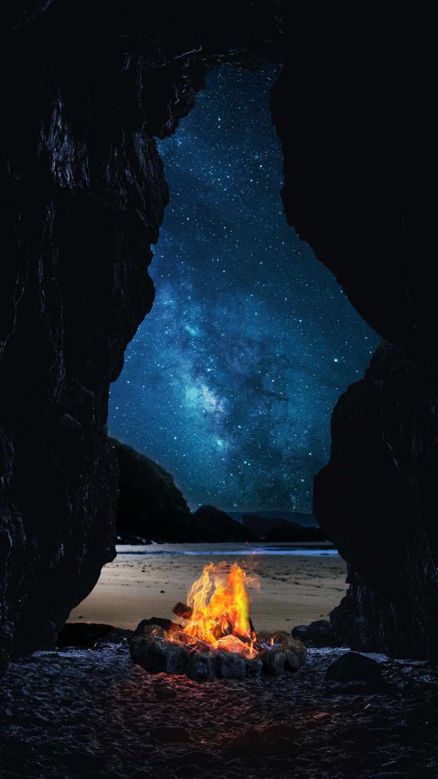 Campfire at Beach iPhone Wallpaper HD