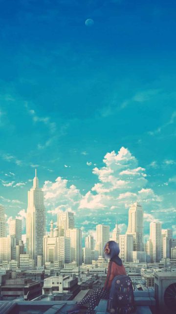 Cloudy Sky Anime 4K iPhone Wallpaper