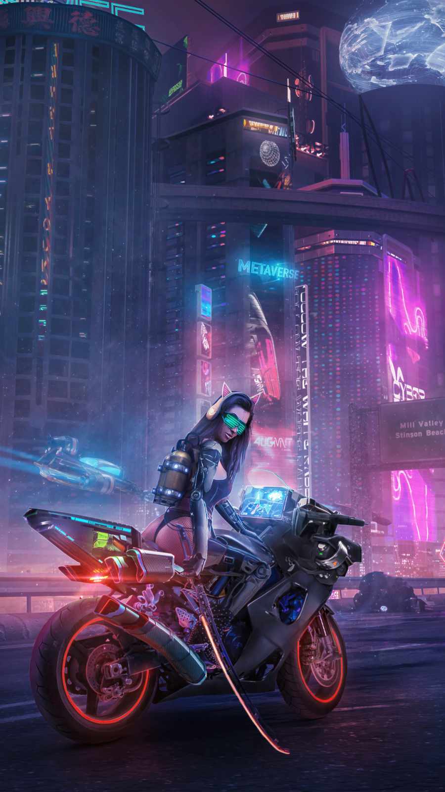 Cyborg Rider Girl iPhone Wallpaper HD