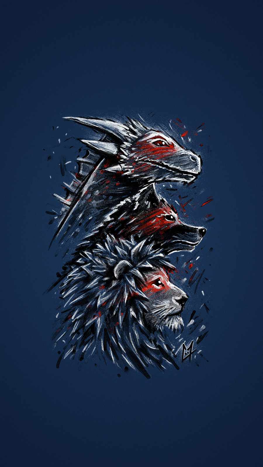 Dragon wolf lion iPhone Wallpaper HD