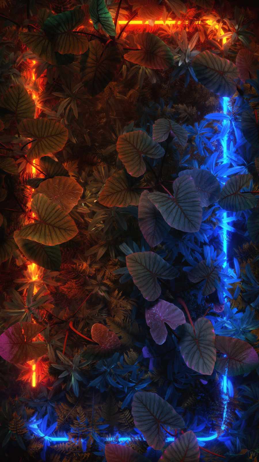 Neon Plants HD iPhone Wallpaper