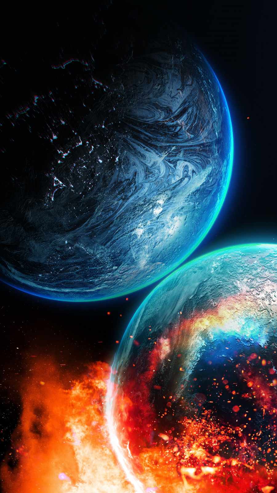 Planets Collision 4K iPhone Wallpaper