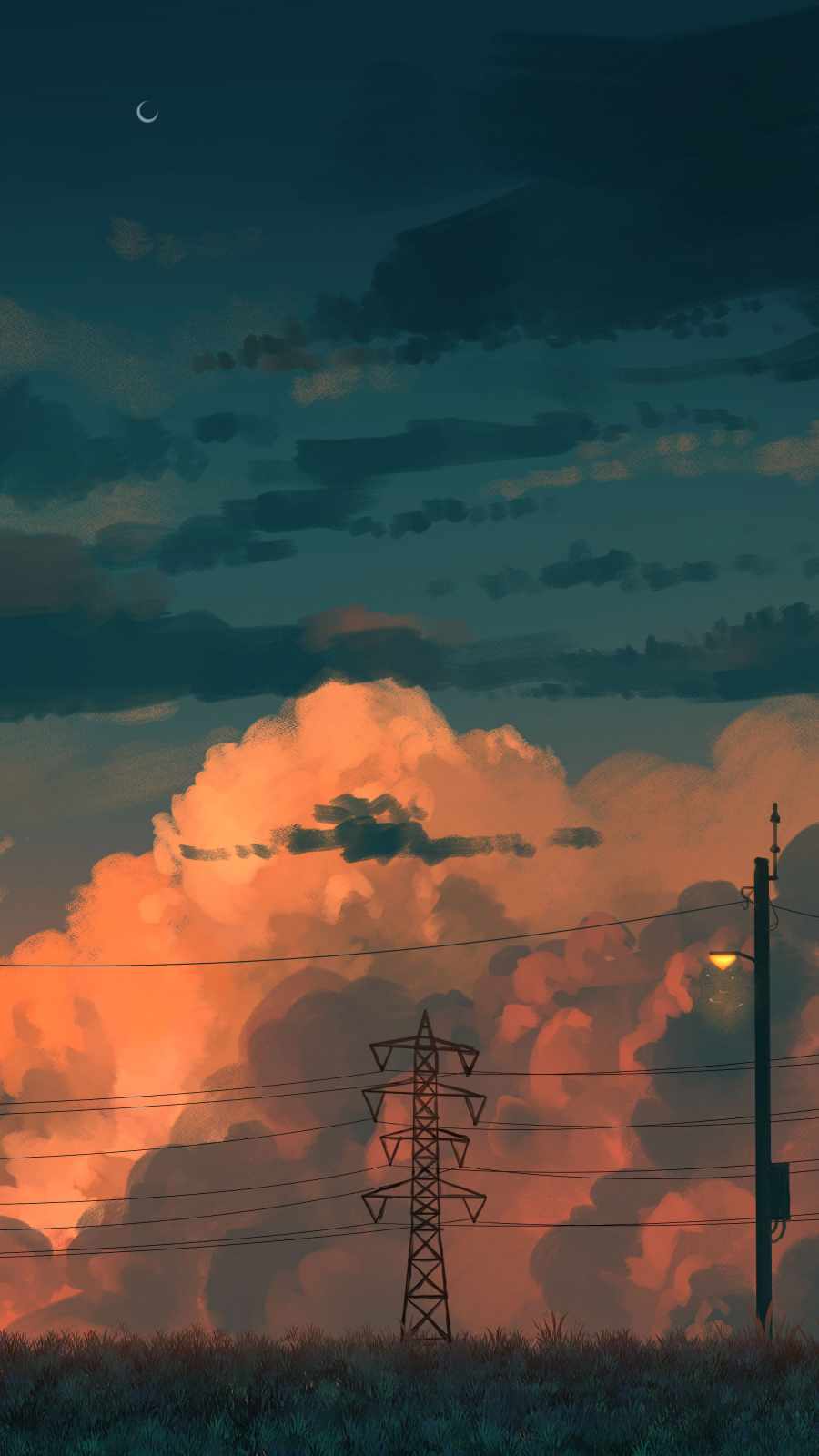 Power Grid and Clouds HD iPhone Wallpaper