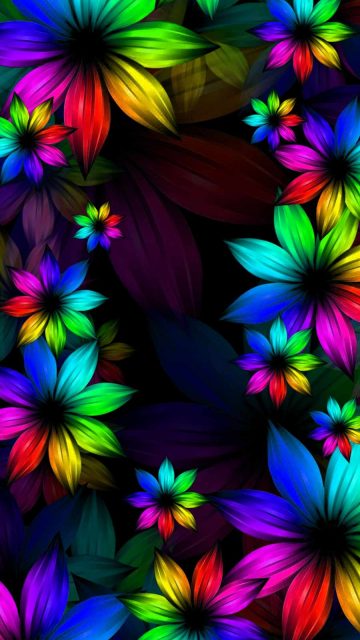 Rainbow Color Flowers iPhone Wallpaper HD