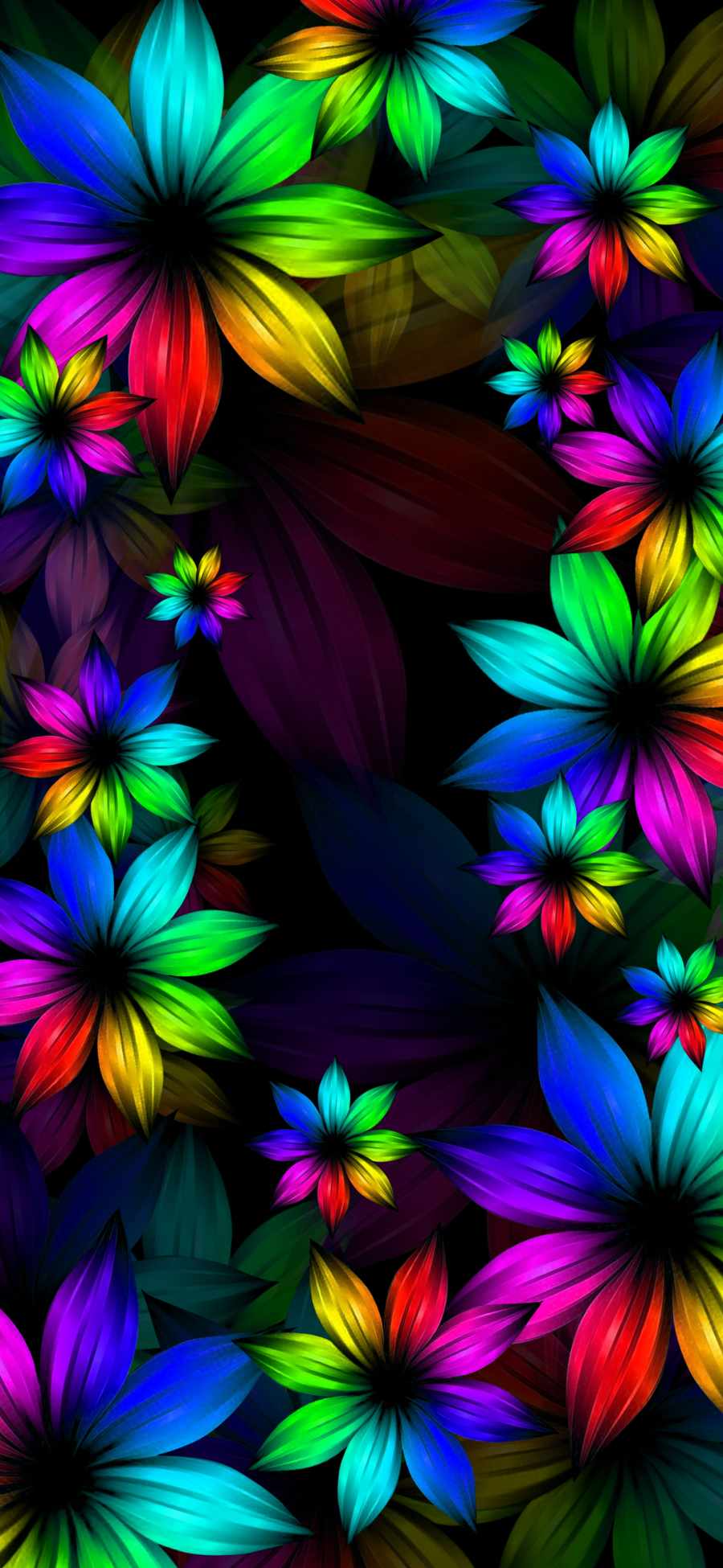 Rainbow Color Flowers iPhone Wallpaper HD
