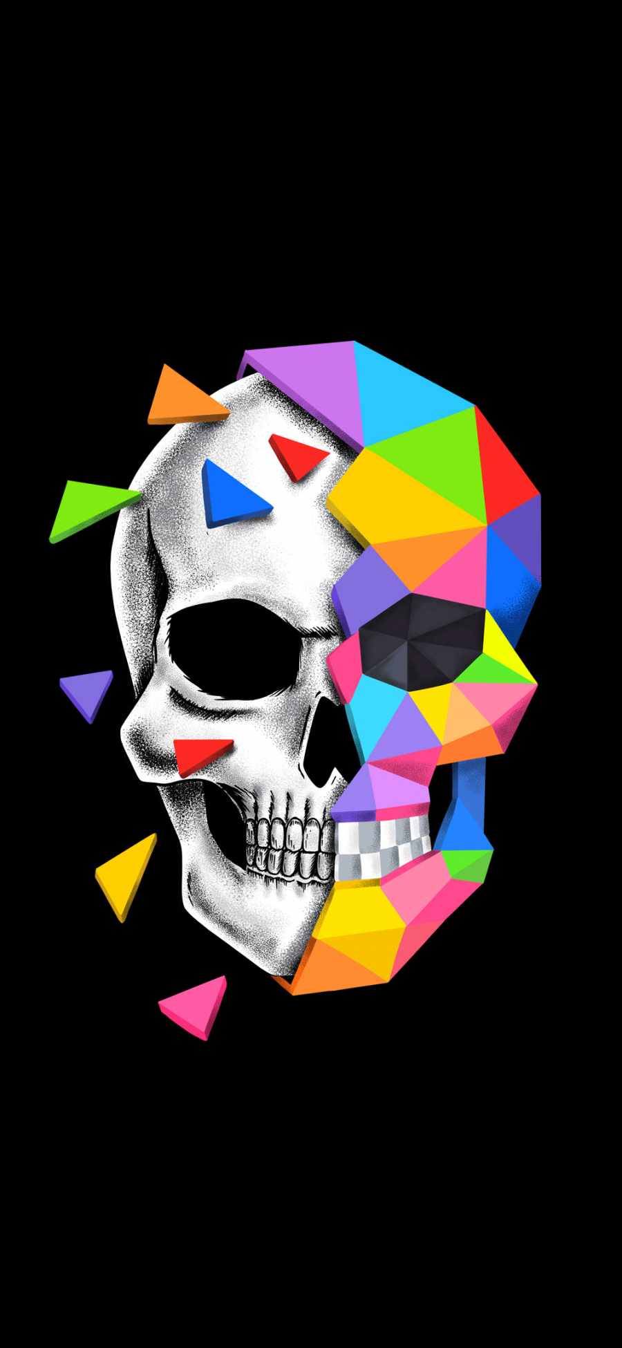 Skull Defragmentation HD iPhone Wallpaper