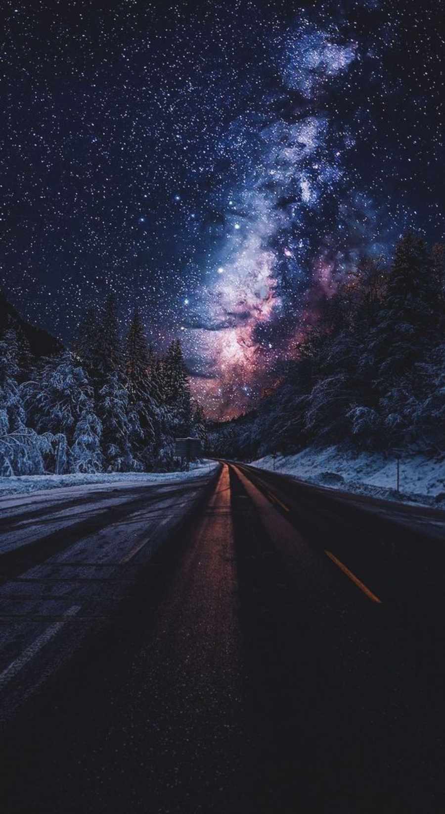Snow Road Winters iPhone Wallpaper