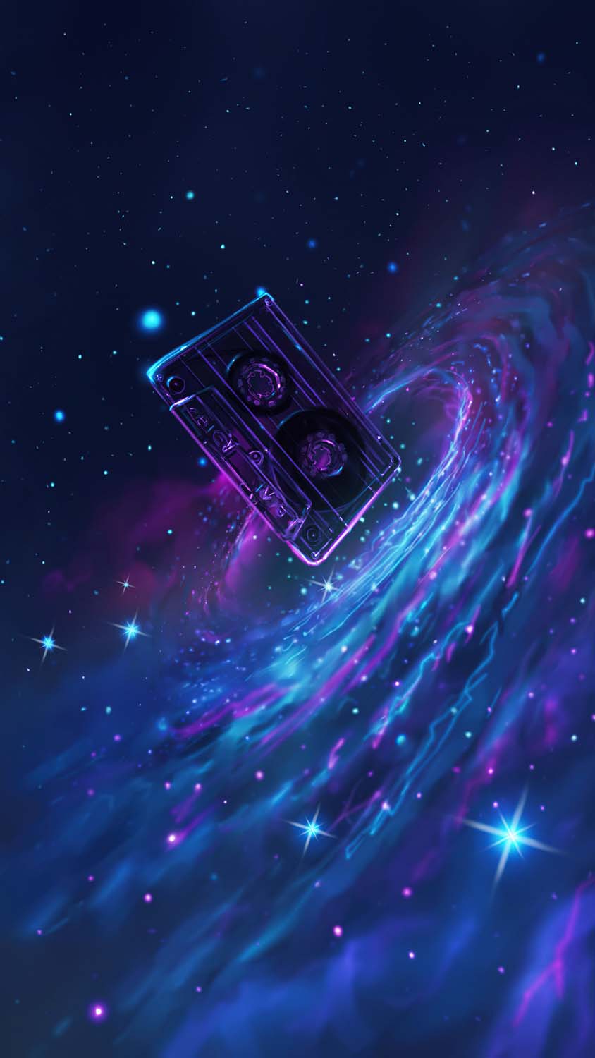 Cassette in Space iPhone Wallpaper HD