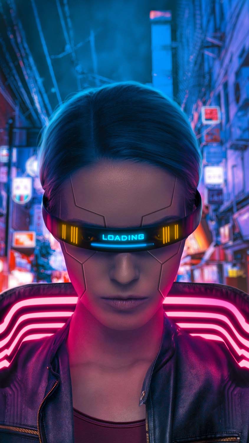 Cyborg Girl 2077 iPhone Wallpaper HD