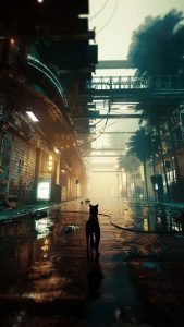 Future City Alone Cat iPhone Wallpaper HD