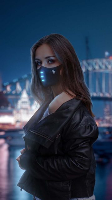 Neon Mask Girl iPhone Wallpaper HD