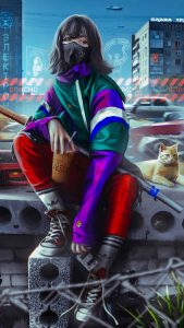 Sword Girl in Future iPhone Wallpaper HD