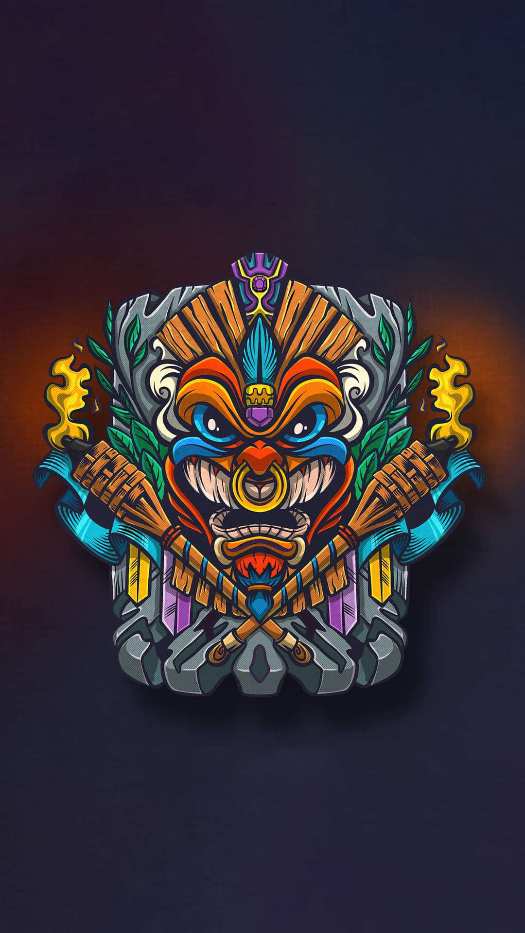 Tiki Totem illustration iPhone Wallpaper HD